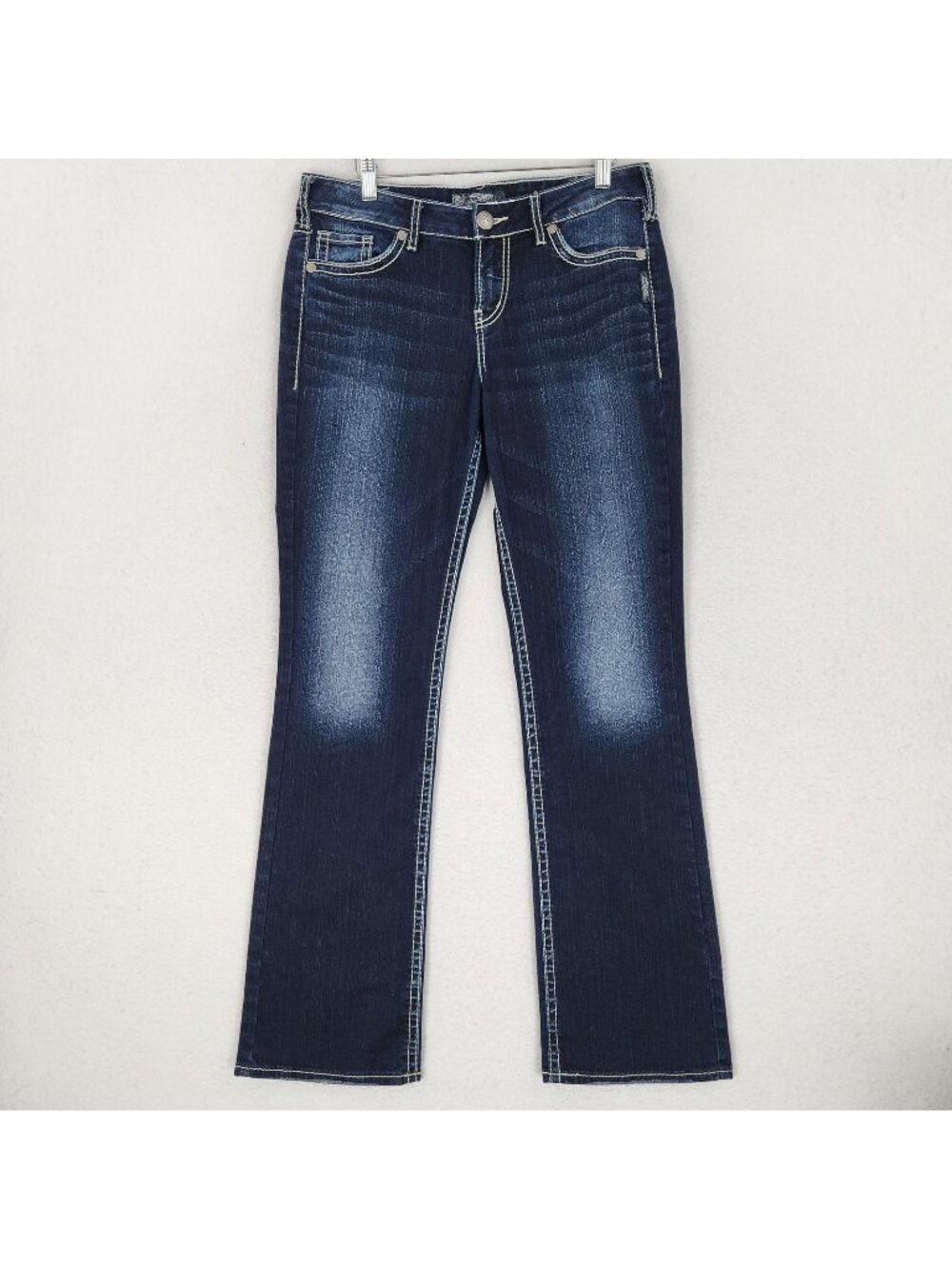 Silver Jeans Womens 31 Blue Suki High Slim Bootcut Dark Wash Casual Denim